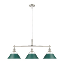Golden Canada 3306-LP PW-GN - Yep by Golden Lighting Orwell 3-light Island Light in Pewter and Pine Green shade